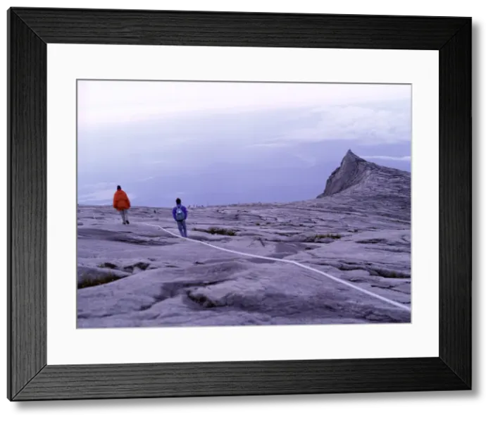 Framed Print : Tourist climbers follow guide ropes towards Lows Peak Framed Print : Tourist climbers follow guide ropes towards Lows Peak