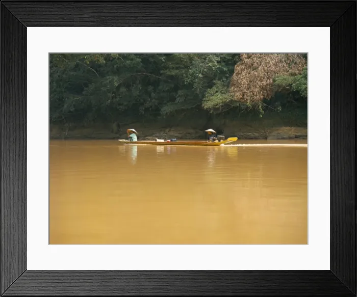 Framed Print : Travel by outboard powered local longboat Framed Print : Travel by outboard powered local longboat