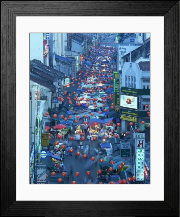 Framed Print : Aerial view over Jalan Petaling Market (Night Market) Framed Print : Aerial view over Jalan Petaling Market (Night Market)