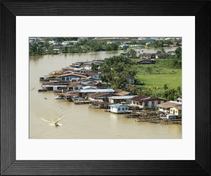 Framed Print : Stilt houses along Limbang River Framed Print : Stilt houses along Limbang River