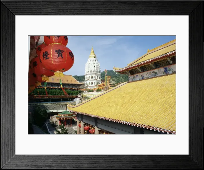 Framed Print : Red lantern at white Chinese style pagoda at the Kek Lok Si temple Framed Print : Red lantern at white Chinese style pagoda at the Kek Lok Si temple