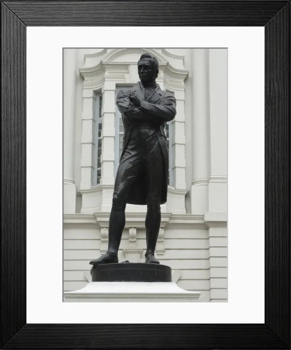 Framed Print : Statue of Sir Stamford Raffles outside the Victoria Concert Hall Framed Print : Statue of Sir Stamford Raffles outside the Victoria Concert Hall