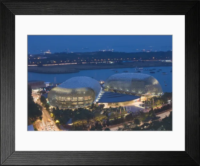 Framed Print : Esplanade Theatres on the Bay at dusk Framed Print : Esplanade Theatres on the Bay at dusk