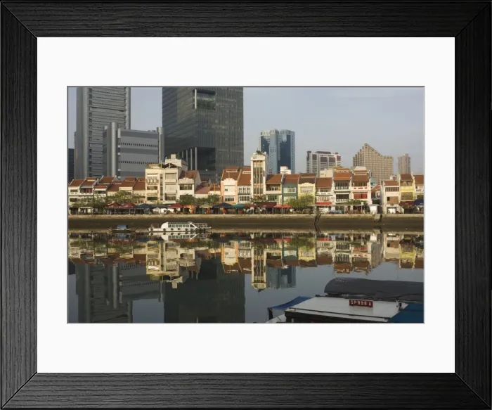 Framed Print : Boat Quay and the Singapore River with the Financial District behind Framed Print : Boat Quay and the Singapore River with the Financial District behind