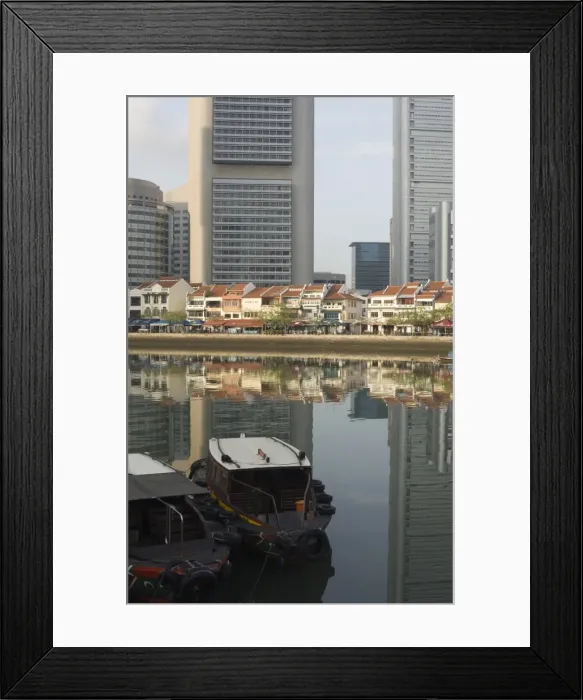 Framed Print : Boat Quay and the Singapore River with the Financial District behind Framed Print : Boat Quay and the Singapore River with the Financial District behind