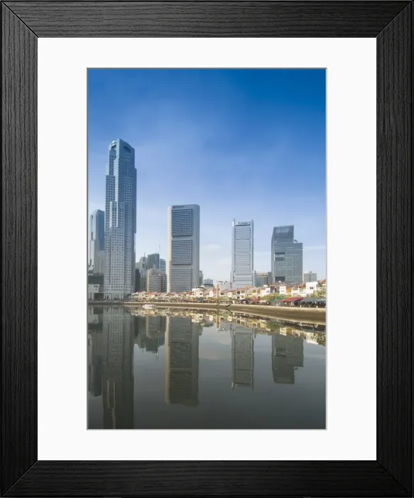 Framed Print : Boat Quay and the Singapore River with the Financial District behind Framed Print : Boat Quay and the Singapore River with the Financial District behind
