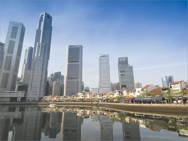 Boat Quay and the Singapore River with the Financial District behind