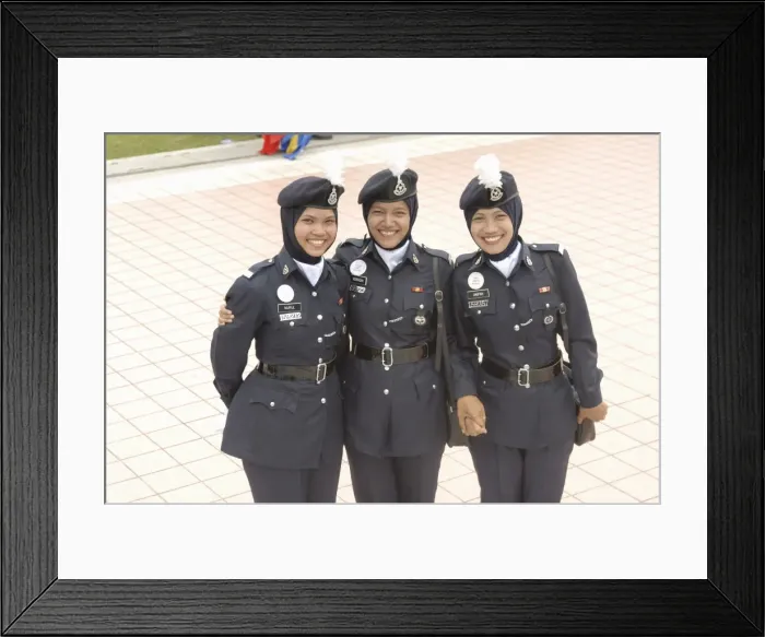 Framed Print : Three female police force members at celebrations of Framed Print : Three female police force members at celebrations of