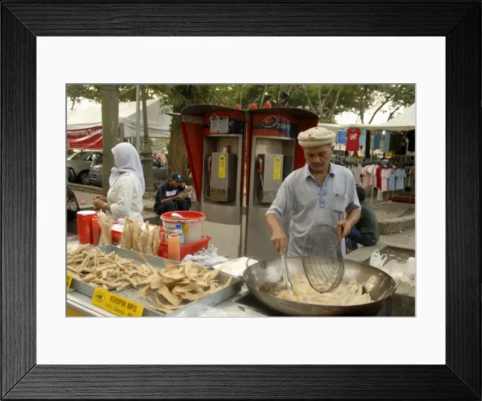 Framed Print : Food vendor frying food outside Central Market Framed Print : Food vendor frying food outside Central Market