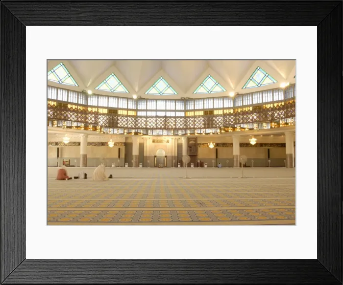 Framed Print : Two women inside prayer hall of National (Negara) Mosque