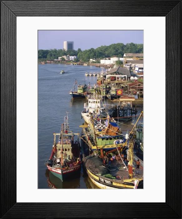Framed Print : Fishing boats moored on the Terengganu River at Kuala Terengganu