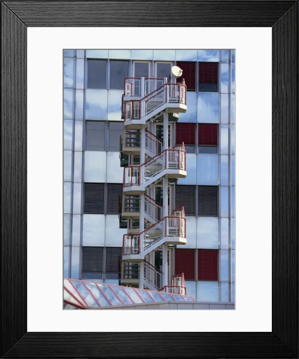 Framed Print : Detail of exterior staircase on the European Centre Framed Print : Detail of exterior staircase on the European Centre
