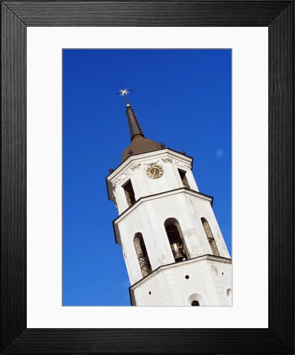Framed Print : Clock tower by the cathedral