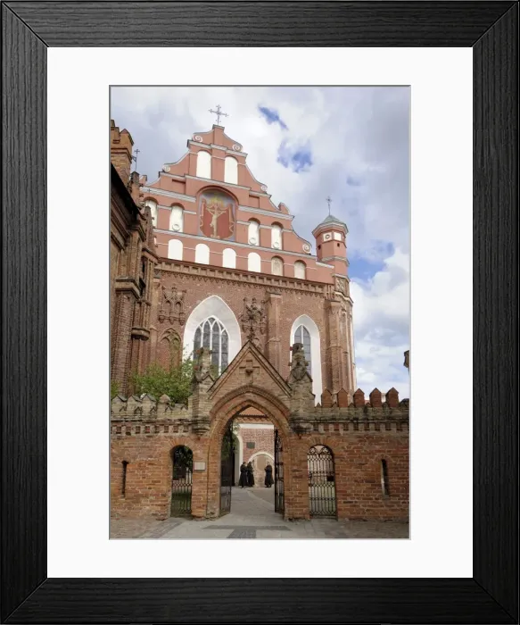 Framed Print : Bernardine church and monastery with monks standing by the door Framed Print : Bernardine church and monastery with monks standing by the door