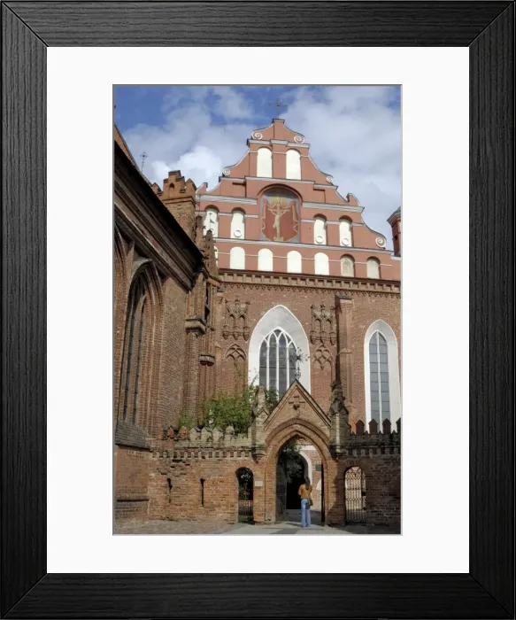 Framed Print : Bernardine church and monastery with a woman standing in the gateway Framed Print : Bernardine church and monastery with a woman standing in the gateway