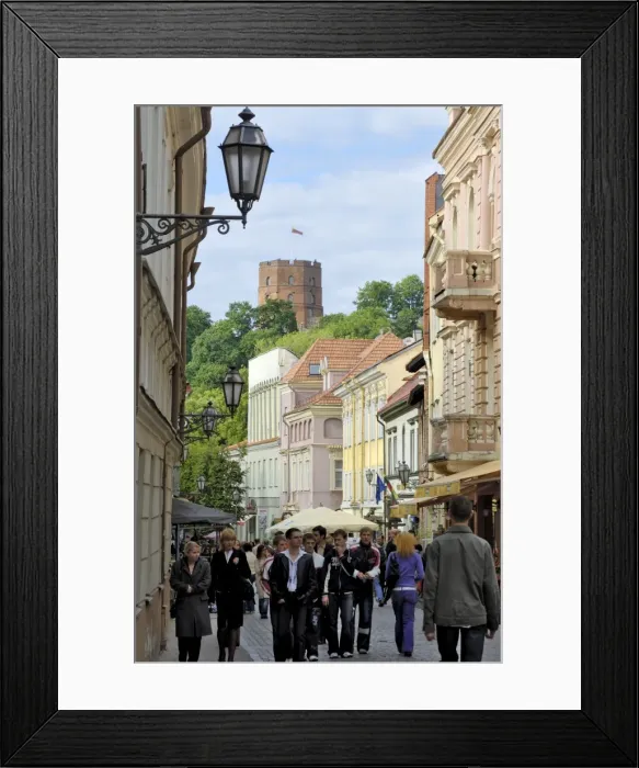 Framed Print : Pilies Gatve with the Old Castle in the background Framed Print : Pilies Gatve with the Old Castle in the background