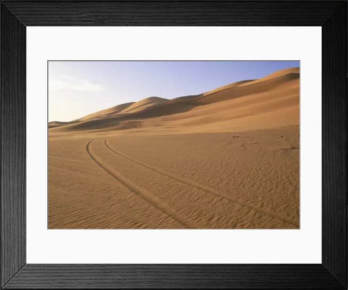 Framed Print : Vehicle tracks and sand dunes Framed Print : Vehicle tracks and sand dunes