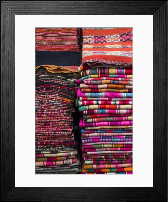 Framed Print : Weavings for sale at a street market in La Paz, La Paz Department, Bolivia, South America Framed Print : Weavings for sale at a street market in La Paz, La Paz Department, Bolivia, South America