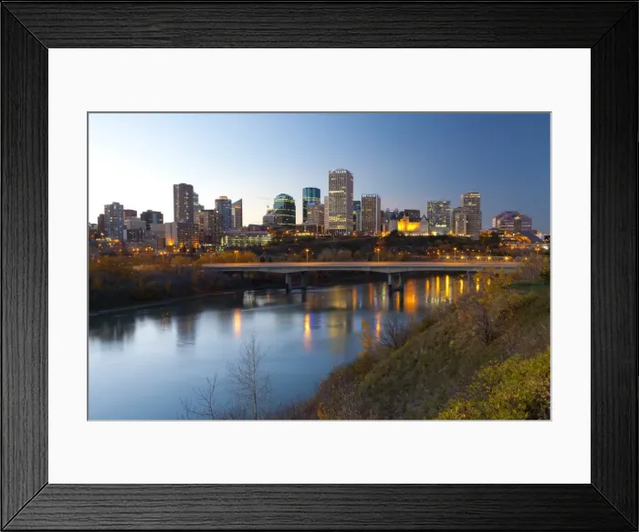 Framed Print : View of the Edmonton Skyline reflected in the North Saskatchewan River, Edmonton Framed Print : View of the Edmonton Skyline reflected in the North Saskatchewan River, Edmonton