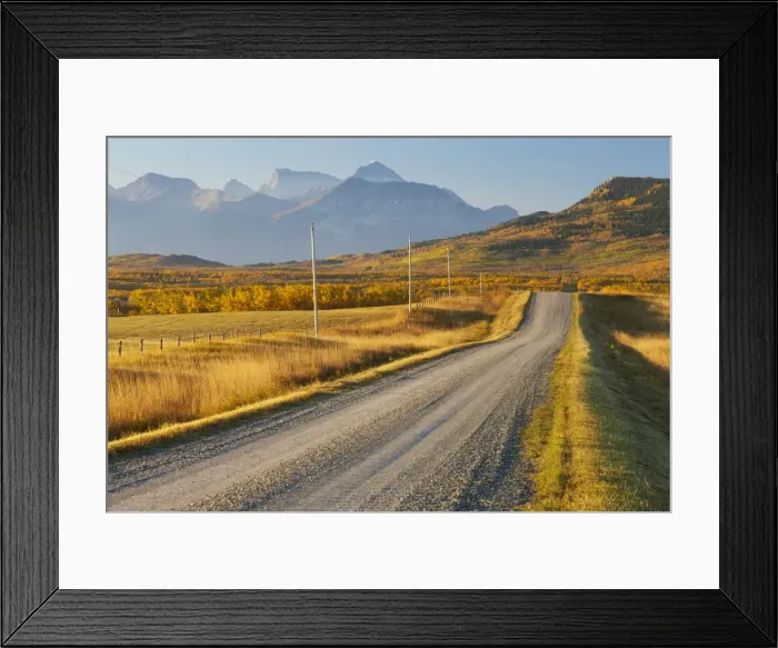 Framed Print : Country road through a mountainous landscape, near Twin Butte, Alberta, Canada, North Framed Print : Country road through a mountainous landscape, near Twin Butte, Alberta, Canada, North