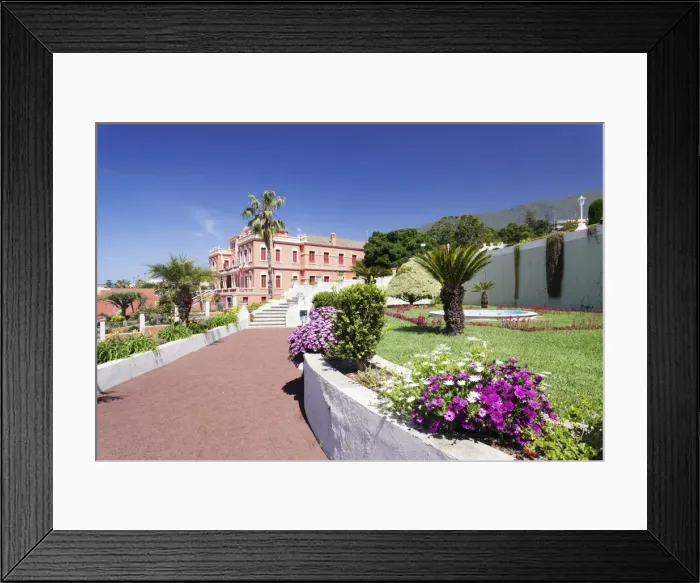 Framed Print : Jardin Marquesado de la Quinta Gardens, Liceo de Taoro in the background, La Orotava Framed Print : Jardin Marquesado de la Quinta Gardens, Liceo de Taoro in the background, La Orotava