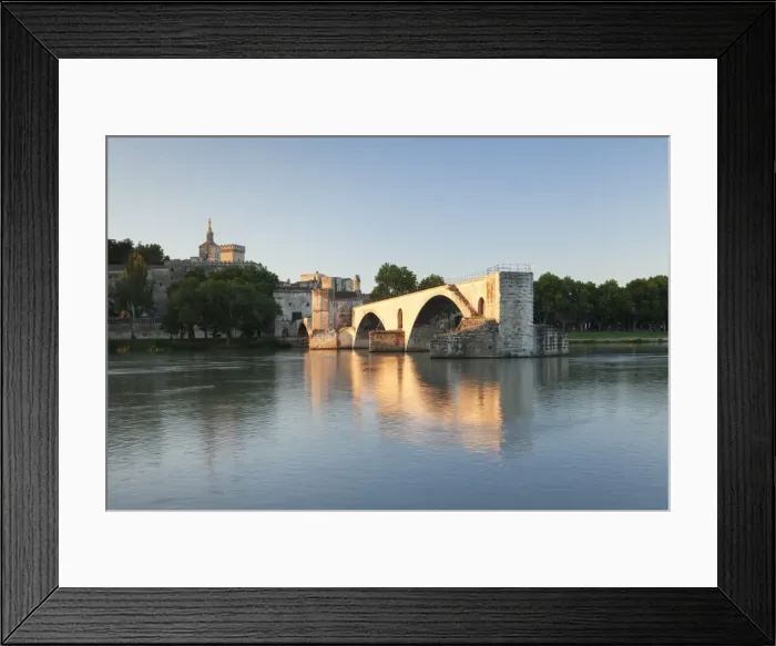 Framed Print : Bridge St. Benezet over Rhone River with Notre Dame des Doms Cathedral and Papal Palace at sunrise Framed Print : Bridge St. Benezet over Rhone River with Notre Dame des Doms Cathedral and Papal Palace at sunrise