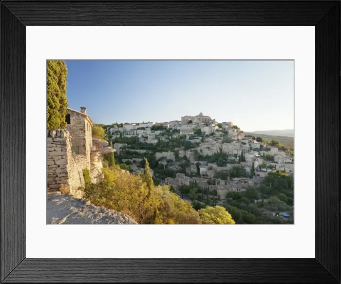 Framed Print : Hilltop village of Gordes with castle and church at sunrise, Provence, Provence-Alpes-Cote d Azur Framed Print : Hilltop village of Gordes with castle and church at sunrise, Provence, Provence-Alpes-Cote d Azur