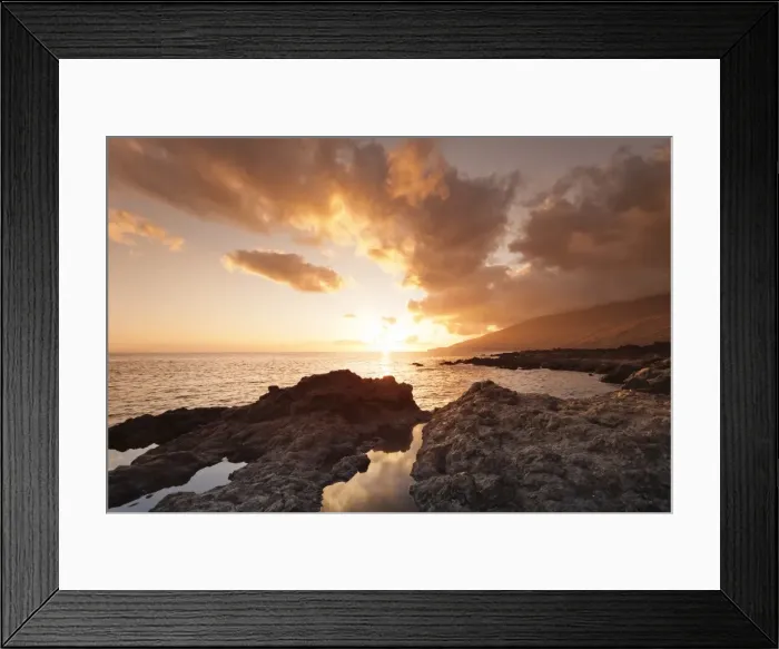Framed Print : Sunset at south coast near La Restinga, UNESCO biosphere reserve, El Hierro, Canary Islands