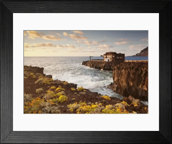 Framed Print : Hotel Punta Grande at sunset, Las Puntas, El Golfo, lava coast, UNESCO biosphere reserve Framed Print : Hotel Punta Grande at sunset, Las Puntas, El Golfo, lava coast, UNESCO biosphere reserve