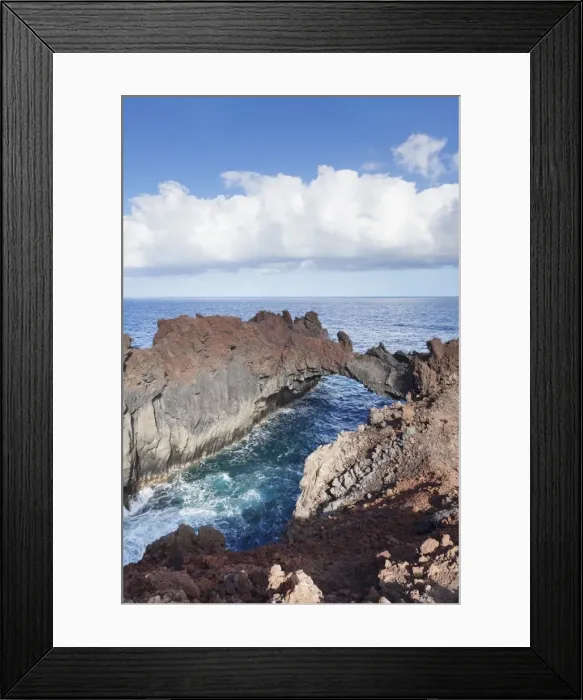 Framed Print : Rock arch, Arco de la Tosca at Punta de la Dehesa, lava coast, UNESCO biosphere reserve
