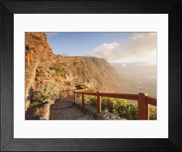 Framed Print : Mirador de la Pena at sunset, architect Cesar Manrique, UNESCO biosphere reserve Framed Print : Mirador de la Pena at sunset, architect Cesar Manrique, UNESCO biosphere reserve