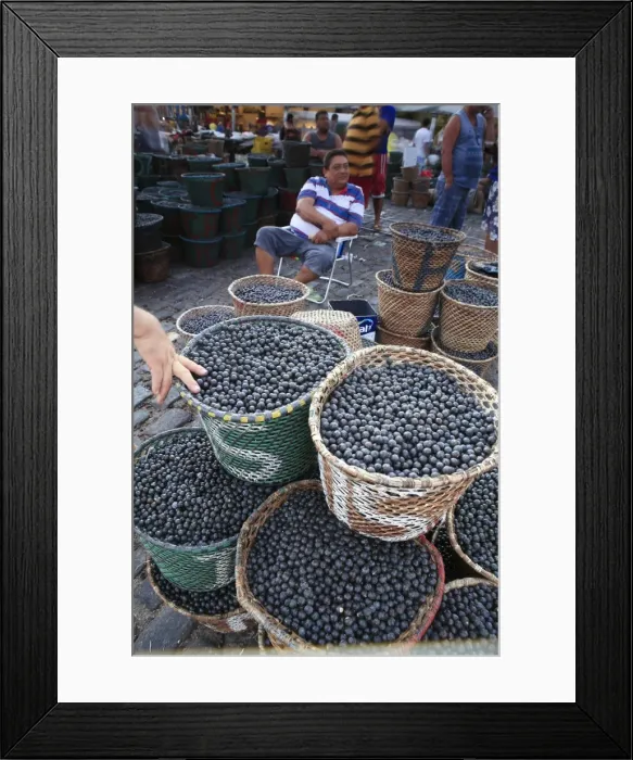 Framed Print : Acai berries for sale in the morning market, Belem, Para, Brazil, South America Framed Print : Acai berries for sale in the morning market, Belem, Para, Brazil, South America