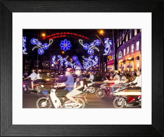 Framed Print : Traffic and Chinese New Year lights, Ho Chi Minh city, Vietnam, Southeast Asia Framed Print : Traffic and Chinese New Year lights, Ho Chi Minh city, Vietnam, Southeast Asia
