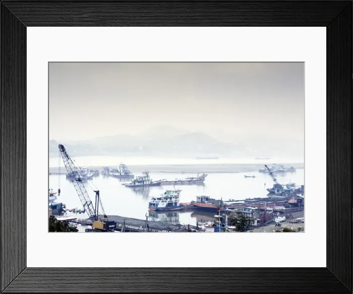 Framed Print : View of industrial boats on the Ayeyarwady River (Irrawaddy) river, Sagaing, Myanmar (Burma) Framed Print : View of industrial boats on the Ayeyarwady River (Irrawaddy) river, Sagaing, Myanmar (Burma)
