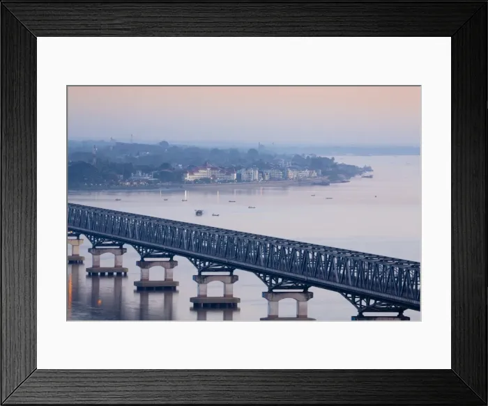 Framed Print : Views over the Thanlwin (Salween) river and Mawlamyine bridge and town, Mawlamyine Framed Print : Views over the Thanlwin (Salween) river and Mawlamyine bridge and town, Mawlamyine