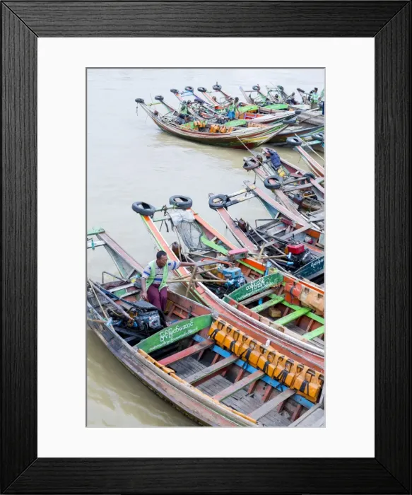 Framed Print : Boats on the river in Yangon, Myanmar (Burma), Southeast Asia Framed Print : Boats on the river in Yangon, Myanmar (Burma), Southeast Asia