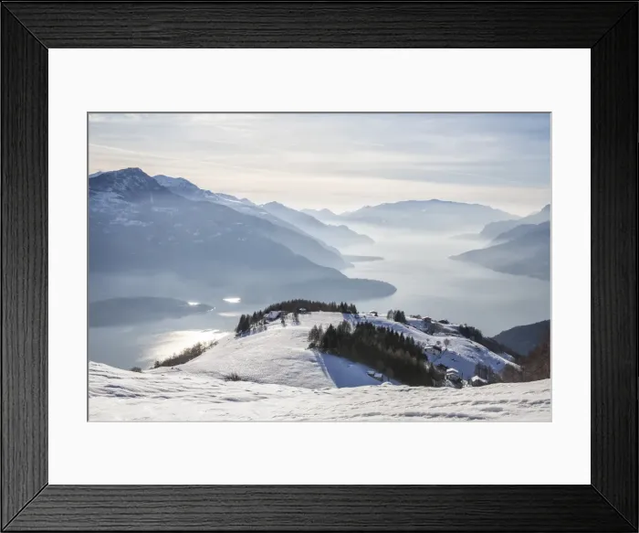 Framed Print : Winter view of Lake Como, Vercana mountains, High Lario, Lombardy, Italy, Europe Framed Print : Winter view of Lake Como, Vercana mountains, High Lario, Lombardy, Italy, Europe