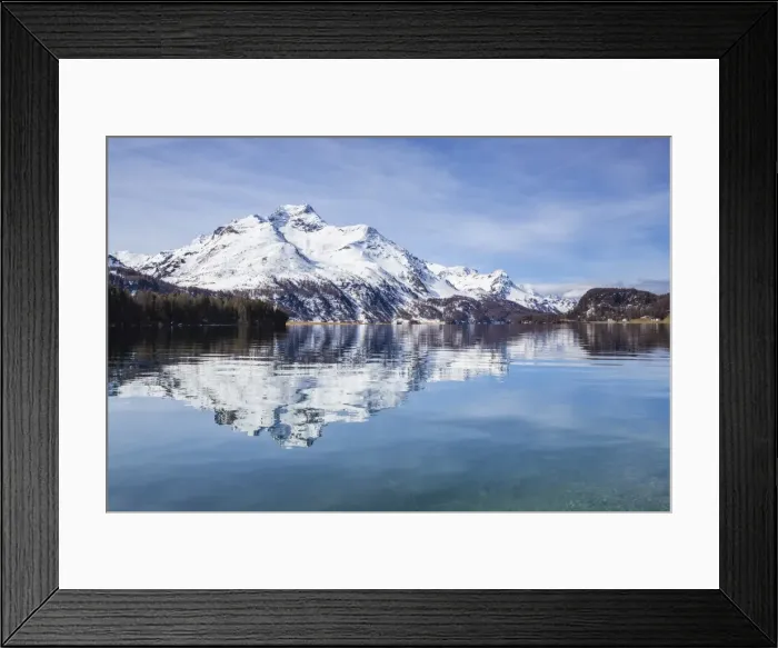 Framed Print : Piz da la Margna is reflected in the clear water of Lake Sils, Maloja Pass, Engadine Framed Print : Piz da la Margna is reflected in the clear water of Lake Sils, Maloja Pass, Engadine