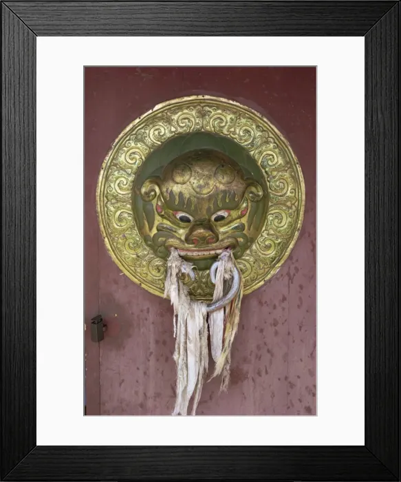 Framed Print : Detail of decorated knob of gate decorated with lions head Framed Print : Detail of decorated knob of gate decorated with lions head