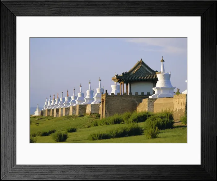 Framed Print : Exterior wall with 108 stupas at Erdene Zuu Monastery Framed Print : Exterior wall with 108 stupas at Erdene Zuu Monastery