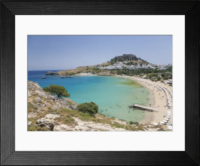 Framed Print : View over the clear turquoise waters of Lindos Bay, Lindos, Rhodes, Dodecanese Islands Framed Print : View over the clear turquoise waters of Lindos Bay, Lindos, Rhodes, Dodecanese Islands