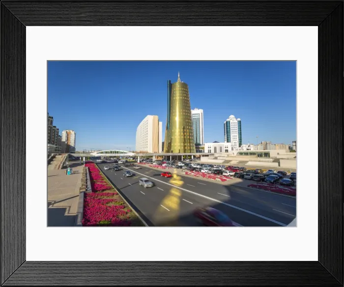 Framed Print : Twin golden conical business centres, Astana, Kazakhstan, Central Asia Framed Print : Twin golden conical business centres, Astana, Kazakhstan, Central Asia