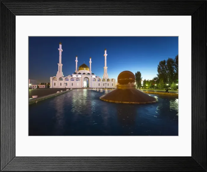 Framed Print : Nur Astana Mosque at dusk, Astana, Kazakhstan, Central Asia