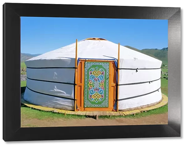 Decorative door on yurt