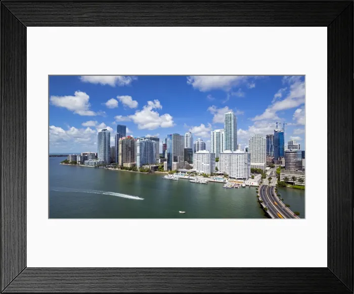 Framed Print : View from Brickell Key, a small island covered in apartment towers, towards the Miami skyline Framed Print : View from Brickell Key, a small island covered in apartment towers, towards the Miami skyline