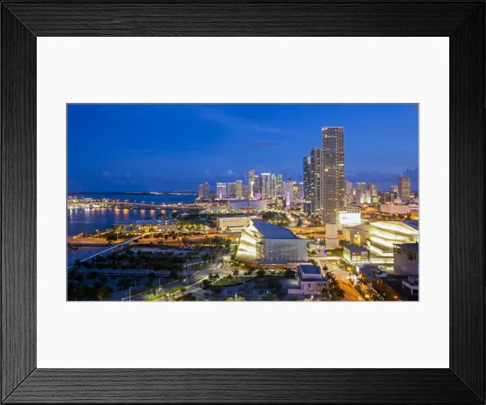 Framed Print : Elevated view over Biscayne Boulevard and the skyline of Miami, Florida, United States of America Framed Print : Elevated view over Biscayne Boulevard and the skyline of Miami, Florida, United States of America