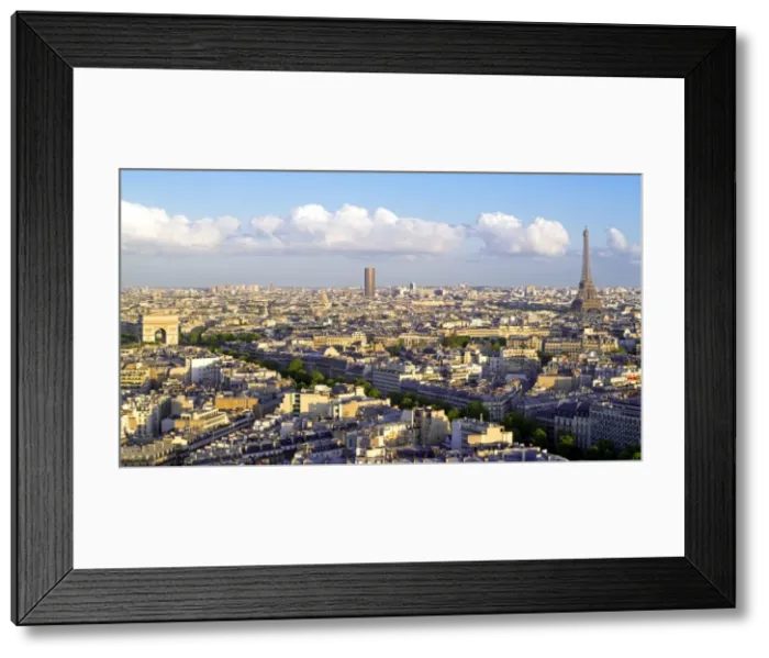 Framed Print : City, Arc de Triomphe and the Eiffel Tower, viewed over rooftops, Paris, France, Europe Framed Print : City, Arc de Triomphe and the Eiffel Tower, viewed over rooftops, Paris, France, Europe