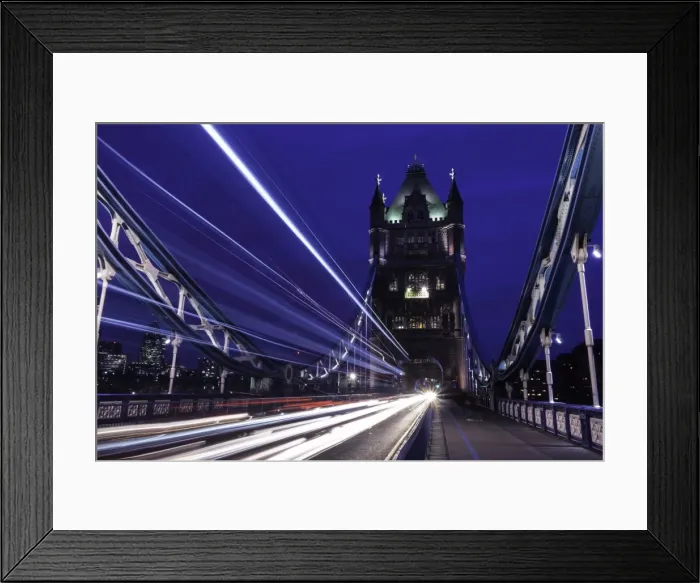 Framed Print : Light trails on London bridge in the evening, London, United Kingdom, Europe Framed Print : Light trails on London bridge in the evening, London, United Kingdom, Europe