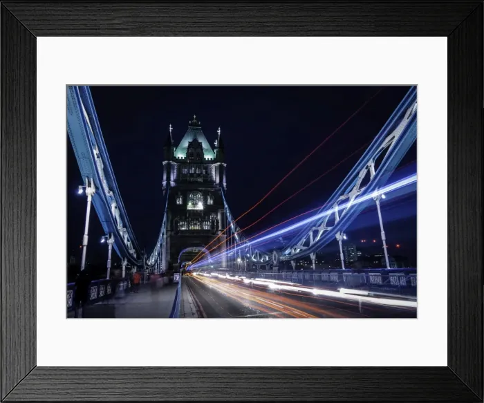 Framed Print : Light trails on London bridge in the evening, London, United Kingdom, Europe Framed Print : Light trails on London bridge in the evening, London, United Kingdom, Europe