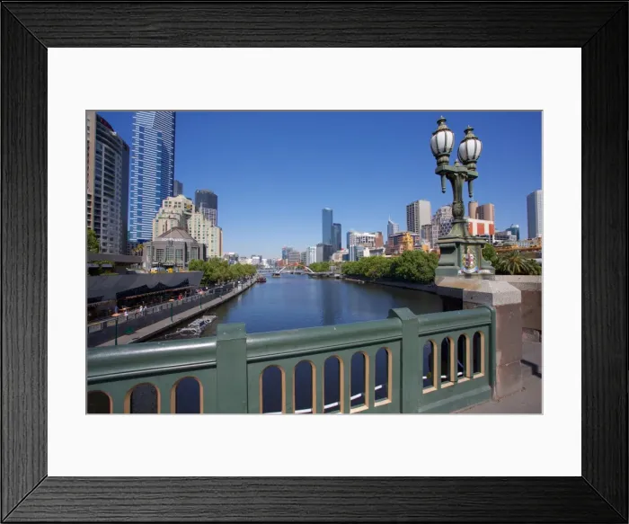 Framed Print : View of city from Princes Bridge, Melbourne, Victoria, Australia, Pacific Framed Print : View of city from Princes Bridge, Melbourne, Victoria, Australia, Pacific